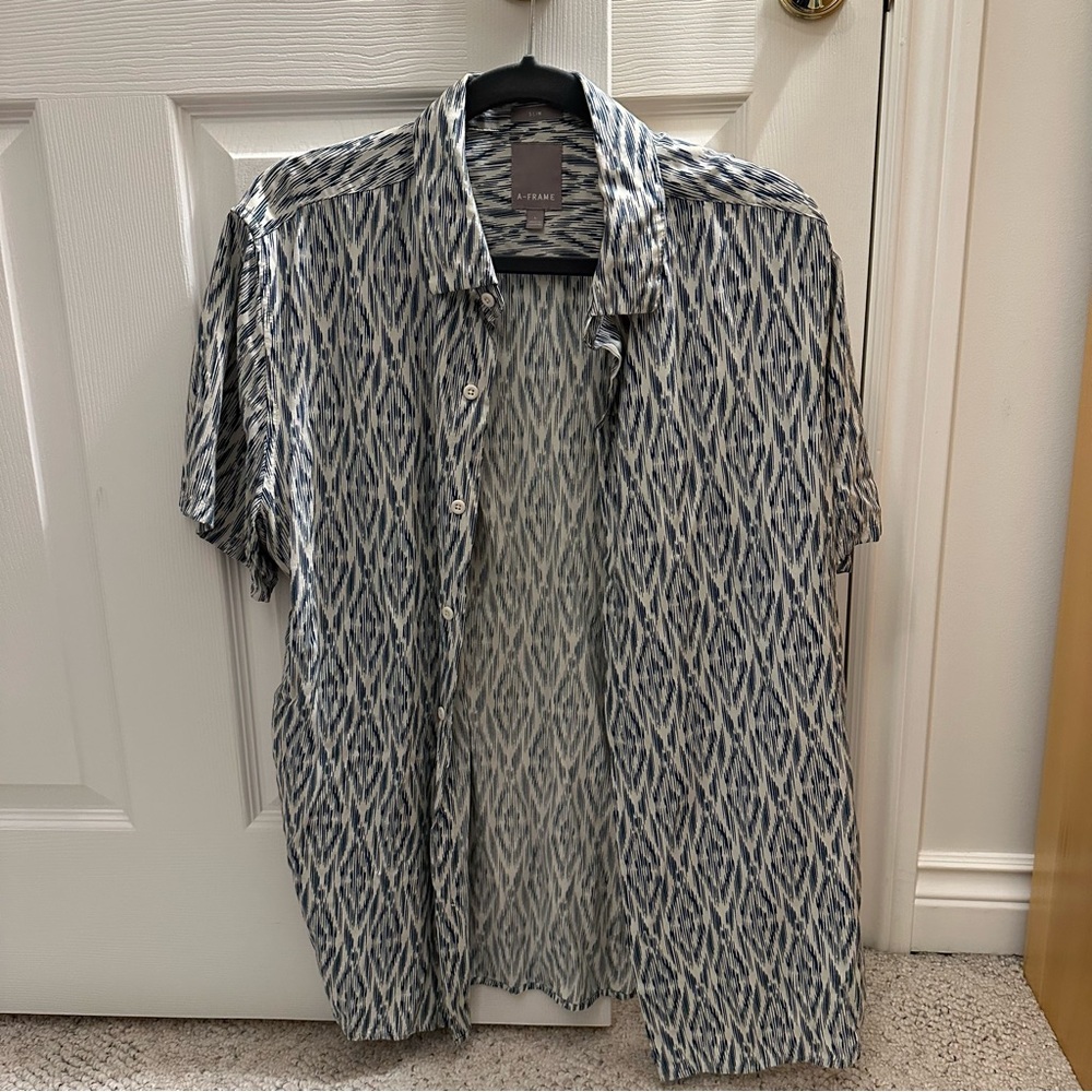 A-Frame Slim Fit Short Sleeve Button Down Shirt